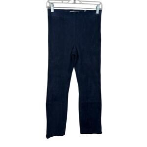 Vince Lambs Leather Suede Pull On Pant Slim Navy Size Small EUC Minimalist